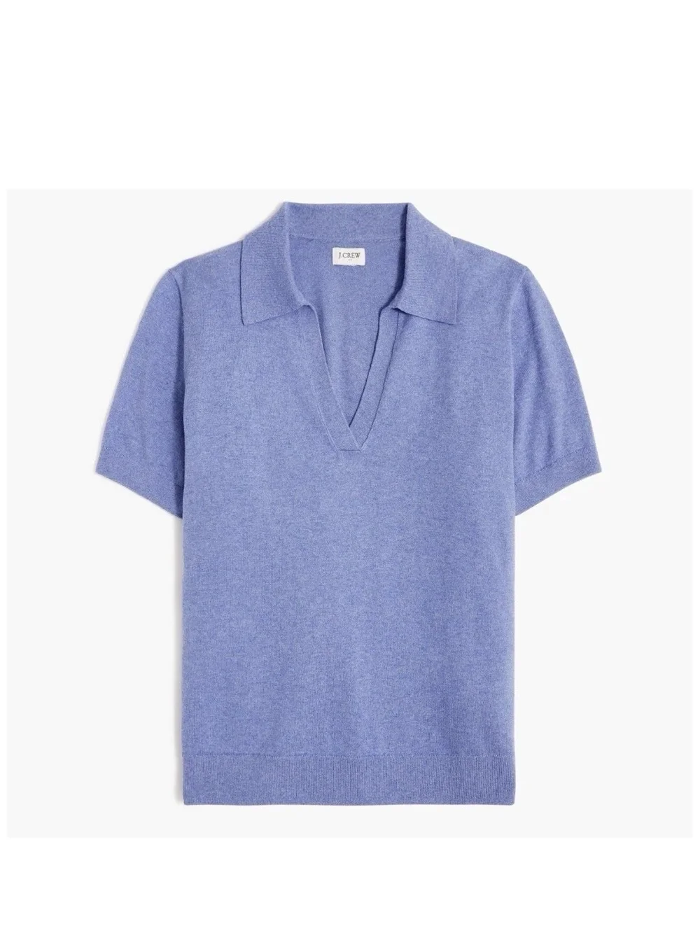 Women's J.Crew Blue Cotton Cashmere Blend Short Sleeve Shirt Polo Size 3X